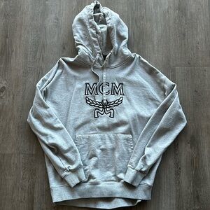 MCM Mens Graphic Logo Grey Cotton Hoodie/Sweatshirt S